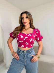 Corset Blouses With New Printed Bodice - Violet Purple - View 2