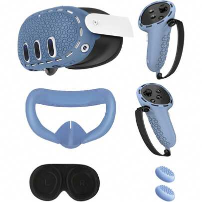 Oculus/Meta Quest 3 配件保护套、硅胶控制器握把保护套、带面罩和镜头盖的软壳保护套 VR 配件