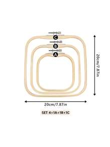 3pcs Beige Square -Friendly Moso Bamboo Handmade DIY Cross Stitch Embroidery Hoops  Embroidery Frames  Punch Needle Hoops, Also As Photo Frame Decoration, Durable