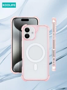 1pc Koolife Angel Eye Large Hole Transparent Shockproof Magnetic Phone Protective Case, Four Corner Anti-Drop Compatible With Iphone 16/16 Pro/16 Plus/16 Pro Max/11/12/12 Pro/12 Pro Max/13/13 Pro/13 Pro Max/14/14 Plus/14 Pro/14 Pro Max/15/15 Pro/15 Plus/15 Pro Max