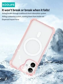 1pc Koolife Angel Eye Large Hole Transparent Shockproof Magnetic Phone Protective Case, Four Corner Anti-Drop Compatible With Iphone 16/16 Pro/16 Plus/16 Pro Max/11/12/12 Pro/12 Pro Max/13/13 Pro/13 Pro Max/14/14 Plus/14 Pro/14 Pro Max/15/15 Pro/15 Plus/15 Pro Max
