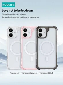1pc Koolife Angel Eye Large Hole Transparent Shockproof Magnetic Phone Protective Case, Four Corner Anti-Drop Compatible With Iphone 16/16 Pro/16 Plus/16 Pro Max/11/12/12 Pro/12 Pro Max/13/13 Pro/13 Pro Max/14/14 Plus/14 Pro/14 Pro Max/15/15 Pro/15 Plus/15 Pro Max