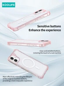 1pc Koolife Angel Eye Large Hole Transparent Shockproof Magnetic Phone Protective Case, Four Corner Anti-Drop Compatible With Iphone 16/16 Pro/16 Plus/16 Pro Max/11/12/12 Pro/12 Pro Max/13/13 Pro/13 Pro Max/14/14 Plus/14 Pro/14 Pro Max/15/15 Pro/15 Plus/15 Pro Max