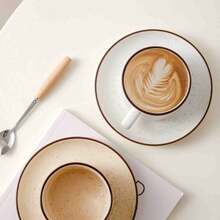 Juego de taza y platillo de café japonés, taza de cerámica creativa para el té de la tarde, tazas de agua para parejas, de vuelta a la escuela