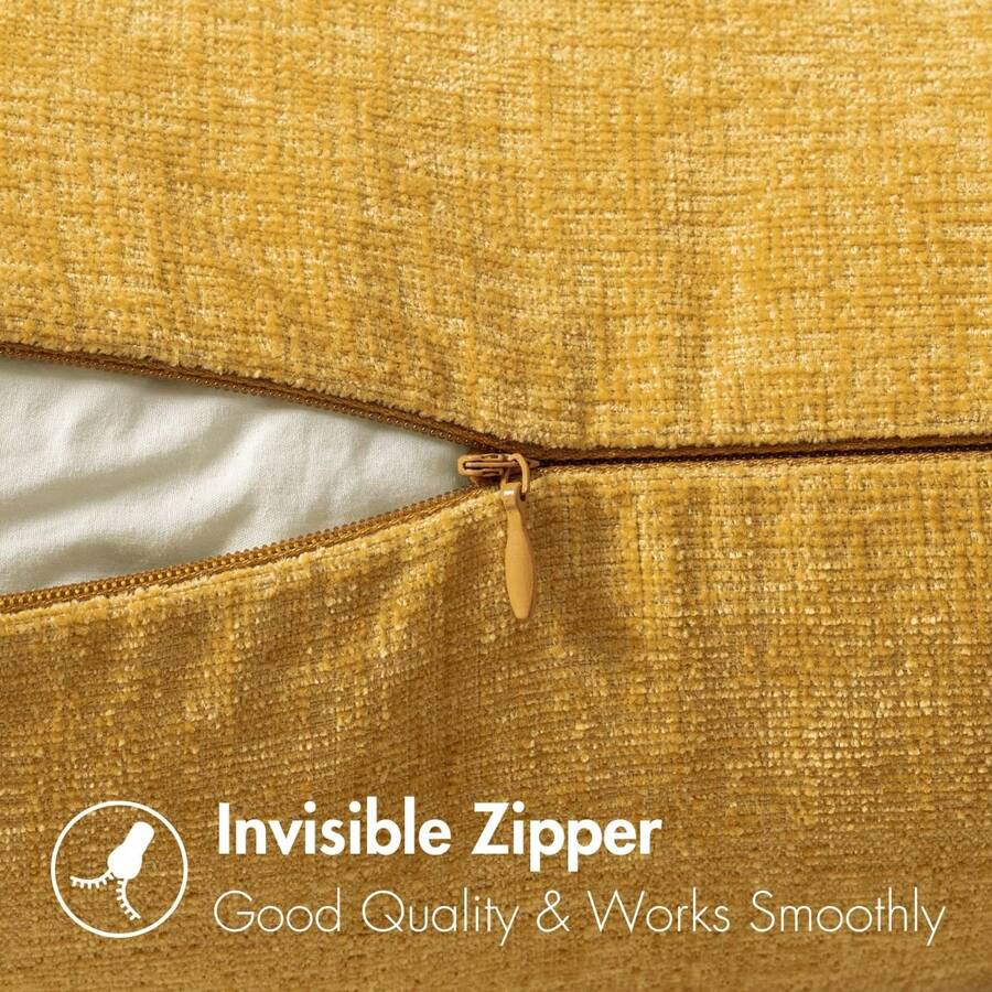 1pc Mustard Yellow Textured Decorative Pillow Cover (No Insert