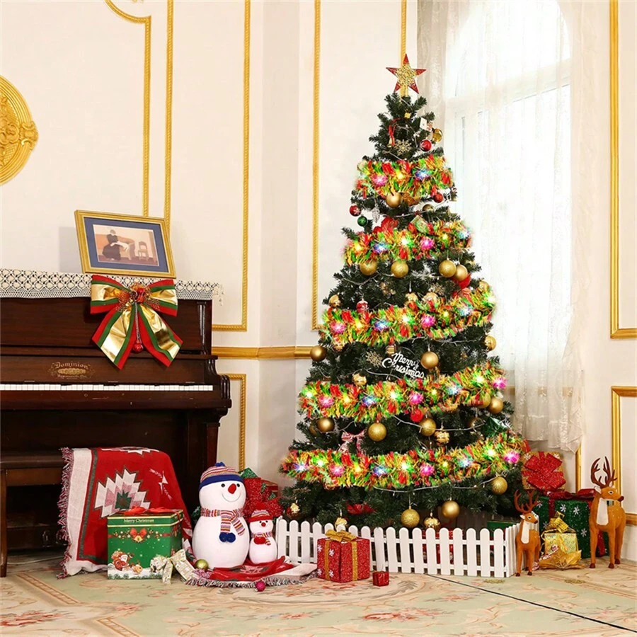 16 英尺闪亮圣诞金属丝花环灯 - 闪光扭曲彩带，适用于圣诞树、室内外装饰，非常适合婚礼、节日庆典、房间装饰、圣诞装饰、圣诞灯、卧室装饰、家居装饰、派对装饰、节日、圣诞礼物、感恩节、圣诞树装饰、装饰品、户外花园照明，适用于小径、庭院、露台 - 多色 - 查看 1