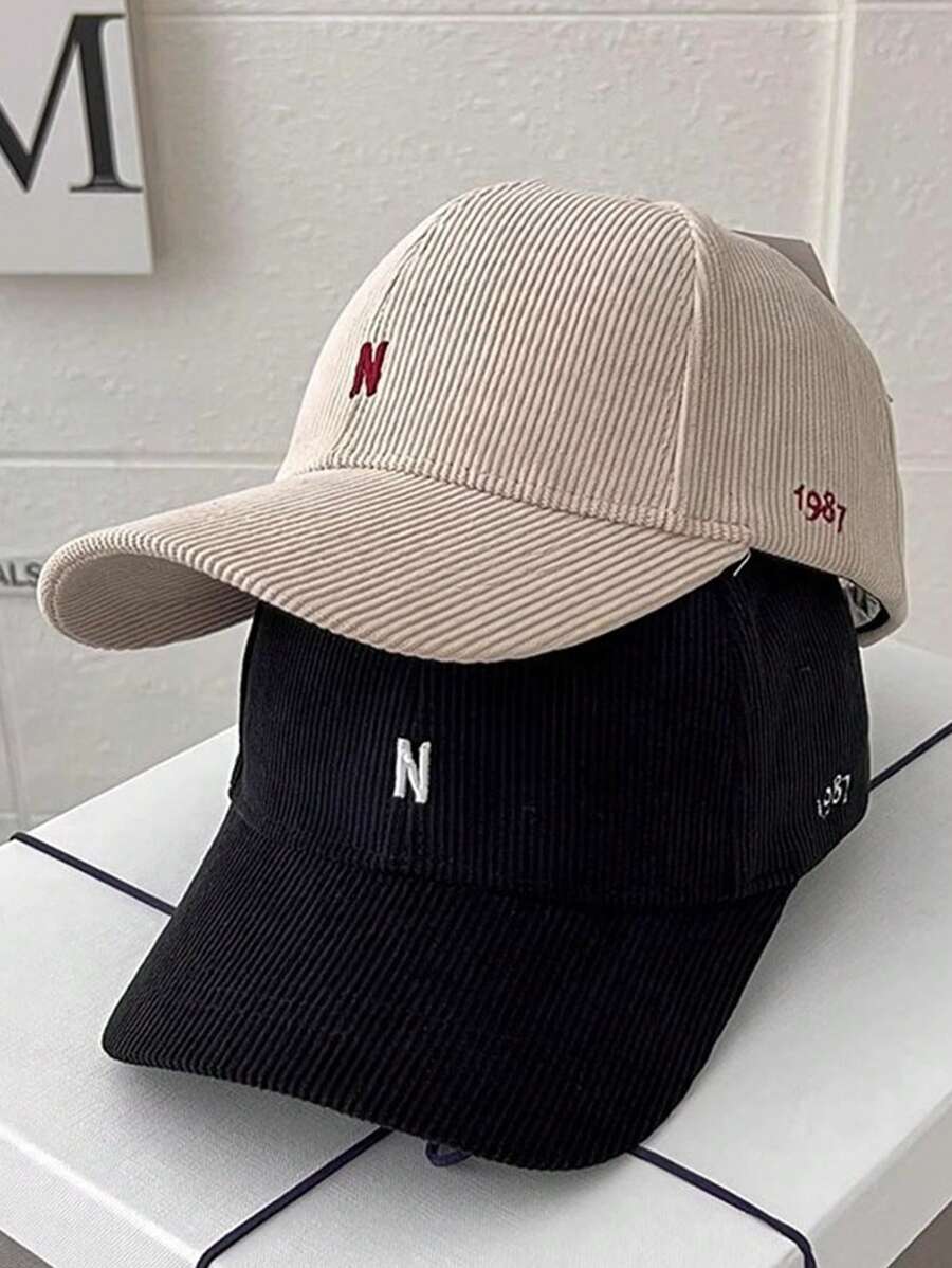 1 chiếc mũ bóng chày. Thêu. Vải nhung kẻ. Thường ngày. Mũ bóng chày - A - Xem 1