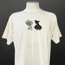 Anime Jujutsu Embroidered T-Shirt Unisex Blouse 100% Cotton Geek Streetwear - 香檳色 - 查看 1