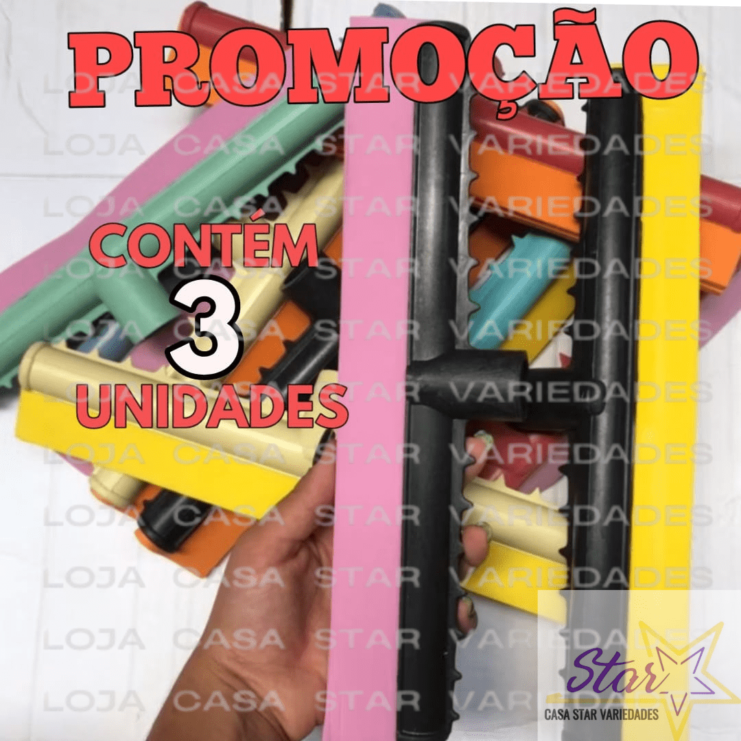 kit 3 Rodo Plástico PUXA  E SECA  30cm SEM CABO banheiro