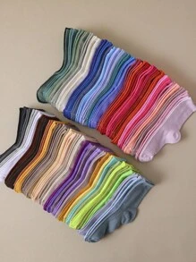 10 Pairs Of Assorted Colorful Mid-Calf Socks For Children's, Moisture Wicking & Breathable, Versatile Tall Socks Kids Socks - Multicolor - View 2