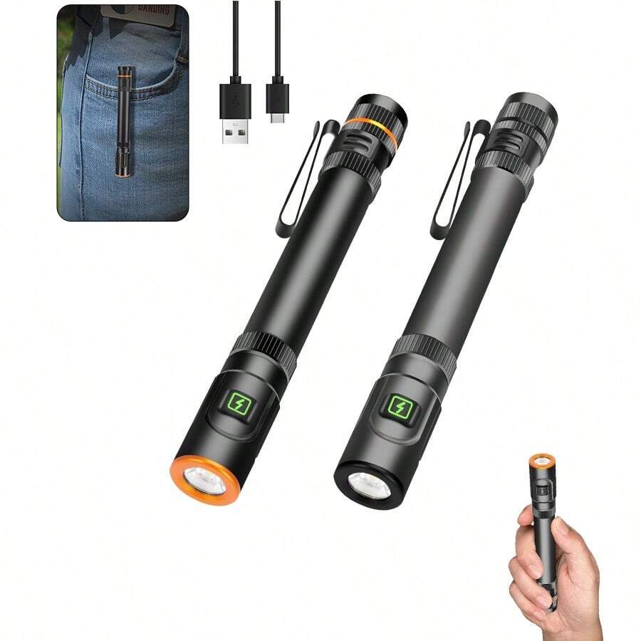 Portable Compact Mini Camping Lantern Strong Light USB Rechargeable Long Range Home Cycling Outdoor Emergency - 黑色 - 查看 1