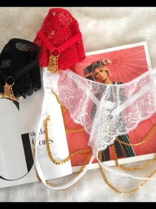 Sexy Husband In A Hurry Thong Panties With Chains In A Hurry Sexy Luxury - trắng - Xem 1