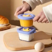 1pc Baby Glass Food Supplement Box,Sealed Supplementary Food Box With Cute Crown Pattern,Random Color