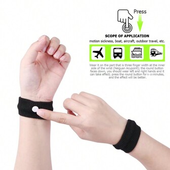 1 Pair Small Tight Outdoor Motion Sickness Wristband, Sports Wrist Support, Suitable For Travelling By Car, Ship, Plane (Tight Wear Applies Pressure On Acupoints To Take Effect, Loose Fit Won't Work) Gym Accessories