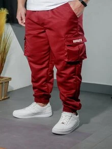 Kit 2 Men's Jogger Pants With Pockets Cargo Windbreaker Skate Burgundy/Burgundy - 彩色 - 查看 2