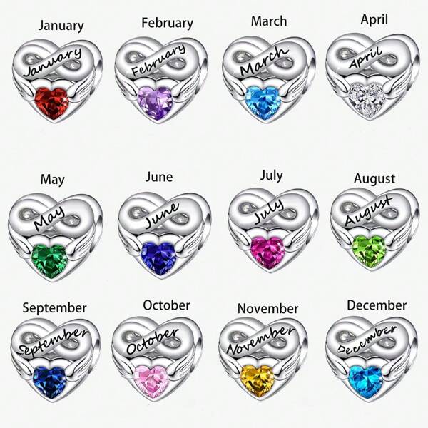 12-Month/Birthstone Series Plated Silver Beads Perfect For Diy Bracelet/Necklace Women's Jewelry Making