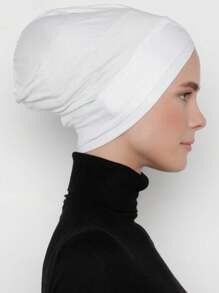 1 件阿拉伯纯色经典简约头巾，内衬头巾，适合日常生活、节日、户外活动头巾，适用于 Abaya 透气帽下面纱衣服