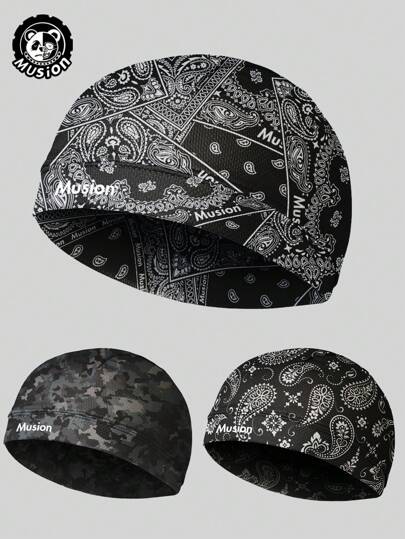 Musion 1件/3件摩托车头盔内帽吸汗头套超酷运动帽高弹力户外运动帽