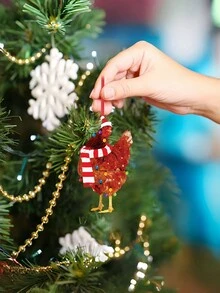 Chicken Christmas Ornaments, 2D Rooster Christmas Tree Ornaments, Chicken Ornaments, Chicken Hanging Ornaments, Suitable For Christmas, Home, Office, Garden, Terrace, Window, Car, Party, Birthday, Christmas Gifts - Multicolor - View 6