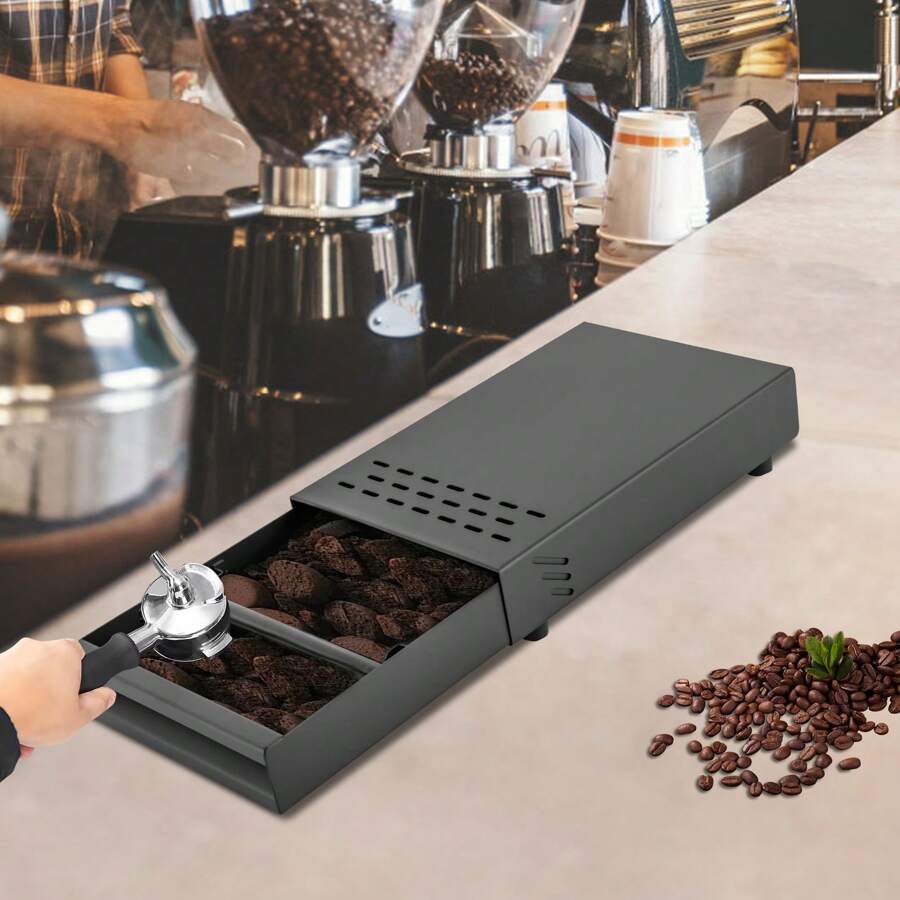 Schubladen Espressobehälter Espresso Kaffeeklopfbox Klopfbox Kaffeespender - Schwarz - Übersicht 1