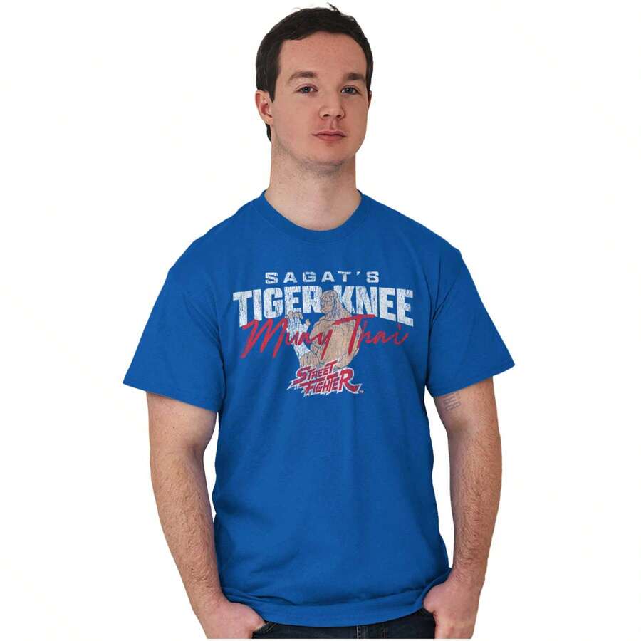 Street Fighter Sagat 90s Video Gamer Graphic T Shirt - Royal - View 1