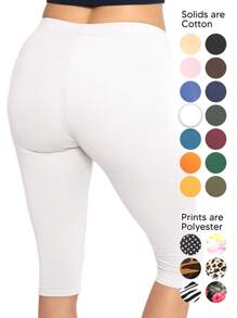 Women's Plus Size Knee-Length Capri Cotton Leggings | X-Large - 7X Adult - 白色 - 查看 2