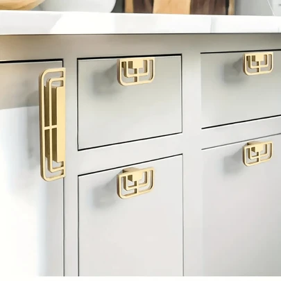 1 pieza Manija de gabinete dorada elegante - Tirador extendido de armario y cajón, acabado metálico con accesorios de instalación incluidos