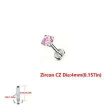 ADYJELY 1/5pcs Stainless Steel Hypoallergenic Inlaid Transparent CZ Lip Nails Nose Rings Studs 16G Internally Threaded Labret Medusa Lip Studs Conch Tragus Earrings Studs Red Pink Blue Black 3mm 4mm 5mm Piercing Jewelry Decoration For Women And Men