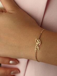 Customized Name Bracelets For Women Stainless Steel Chain Personalized Fashion Jewelry Best Gift Stylish,Fall Fashion,Contracted,Simple,Casual,Old Money,Cuties,Soccer Mom Custom,Personalized,Unique Ideal Gifts For Her Girlfriend,Mom,Family,Friends,Daughter For Anniversaries,For Valentine's Day,For Mother's Day,For Birthdays,For Graduation,For Daily Wear,For Weddings,For Prom - Gold - View 4