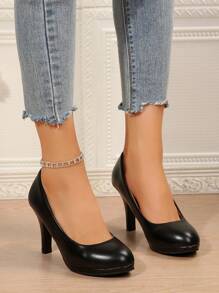 Tacones stiletto cómodos y sexys para oficina, tacones altos ligeros negros para fiesta y eventos para mujer - negro mate - Ver 5
