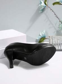 Tacones stiletto cómodos y sexys para oficina, tacones altos ligeros negros para fiesta y eventos para mujer - negro mate - Ver 8