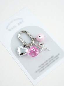 1pc Unisex Heart Shaped Asymmetrical Dice Design Keychain, Bag Pendant Halloween Valentine's Day Valentines Car Accessories Bag Charm