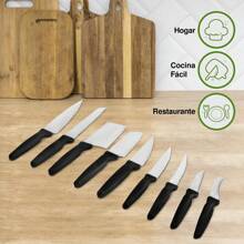 ANDROMEDA INC Set De 9 Cuchillos De Cocina Acero Inoxidable Mango Negro - Negro - Ver 4