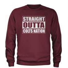Straight Outta Colts Nation Football  Adult Crewneck Sweatshirt - Black - View 7
