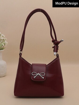 Women's Fashion Solid Color PU Leather Crescent Shoulder Bag | Elegant Simplistic Design | Versatile Ladies Handbag For Daily Use & Outings