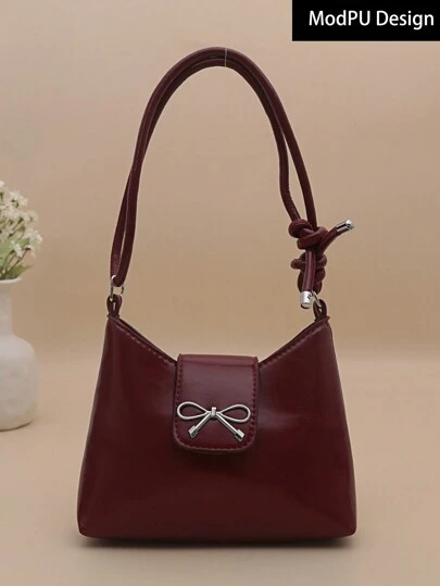 Women's Fashion Solid Color PU Leather Crescent Shoulder Bag | Elegant Simplistic Design | Versatile Ladies Handbag For Daily Use & Outings