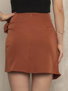 Short Tailored Skirt With A New Bow Tie - màu nâu - Xem 2