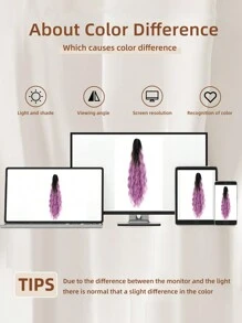 Claw Ponytail Extension 24 Inch Black Gradient Light Purple Water Wave Natural Wavy Clip In Hair Extensions Soft Natural Looking Heat Resistant Fiber Synthetic Hairpiece For Women - 漸層紫 - 查看 6