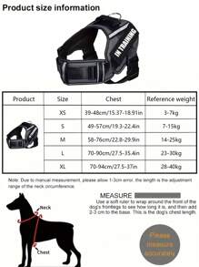 1pc Reflective Polyester Dog Harness, In Training Vest, No Pull Pet Chest Strap, Breathable Adjustable Outdoor For Small, Medium, And Large Dogs