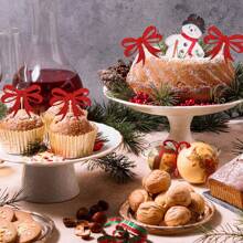 12 chiếc đầu trang trí bánh cupcake nơ Giáng sinh lấp lánh, que cắm trang trí bánh Giáng sinh vui vẻ, que cắm bánh Giáng sinh cho tiệc Giáng sinh, vật dụng trang trí bánh tiệc mừng năm mới (nơ), Giáng sinh - Đỏ - Xem 3