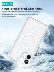 Apple Koolife 1pc Angel Eye Large Hole Transparent Anti-Drop Magnetic Protective Phone Case, Four Corner Anti-Drop Compatible With IPhone 16/16pro/16plus/16promax/11/12/12pro/12promax/13/13pro/13promax/14/14plus/14pro/14promax/15/15pro/15plus/15promax