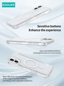 Apple Koolife 1pc Angel Eye Large Hole Transparent Anti-Drop Magnetic Protective Phone Case, Four Corner Anti-Drop Compatible With IPhone 16/16pro/16plus/16promax/11/12/12pro/12promax/13/13pro/13promax/14/14plus/14pro/14promax/15/15pro/15plus/15promax