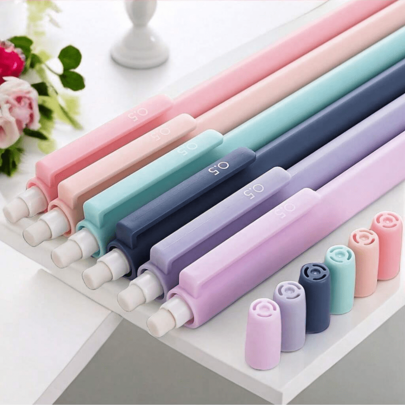 6pcs Mechanical Pencils Solid Color 0.5mm/0.7mm With Easy Triangular Grip For Posture Correction In School & Office Back To School