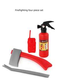 Set antincendio per bambini e bambine, con estintore riempibile d'acqua e attrezzatura da pompiere, tuta antincendio, strumenti antincendio, zaino antincendio, gilet da ingegnere con accessori abbinati. Adatto per uso all'aperto, in casa, per spettacoli teatrali, giochi di ruolo sulla spiaggia e in acqua, feste di Carnevale, costumi e giocattoli