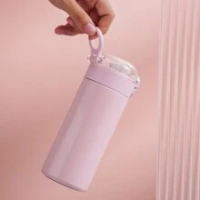 1 pièce Gobelet isotherme de 420 ml/14,2 oz avec paille, tasse de voiture pois, bouteille en acier inoxydable à double paroi, couvercle anti-fuite, portable pour boissons chaudes et froides en extérieur, retour à l'école - Multicolore - View 6