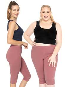 Women's Plus Size Knee-Length Capri Cotton Leggings | X-Large - 7X Adult - 淡紫色 - 查看 3