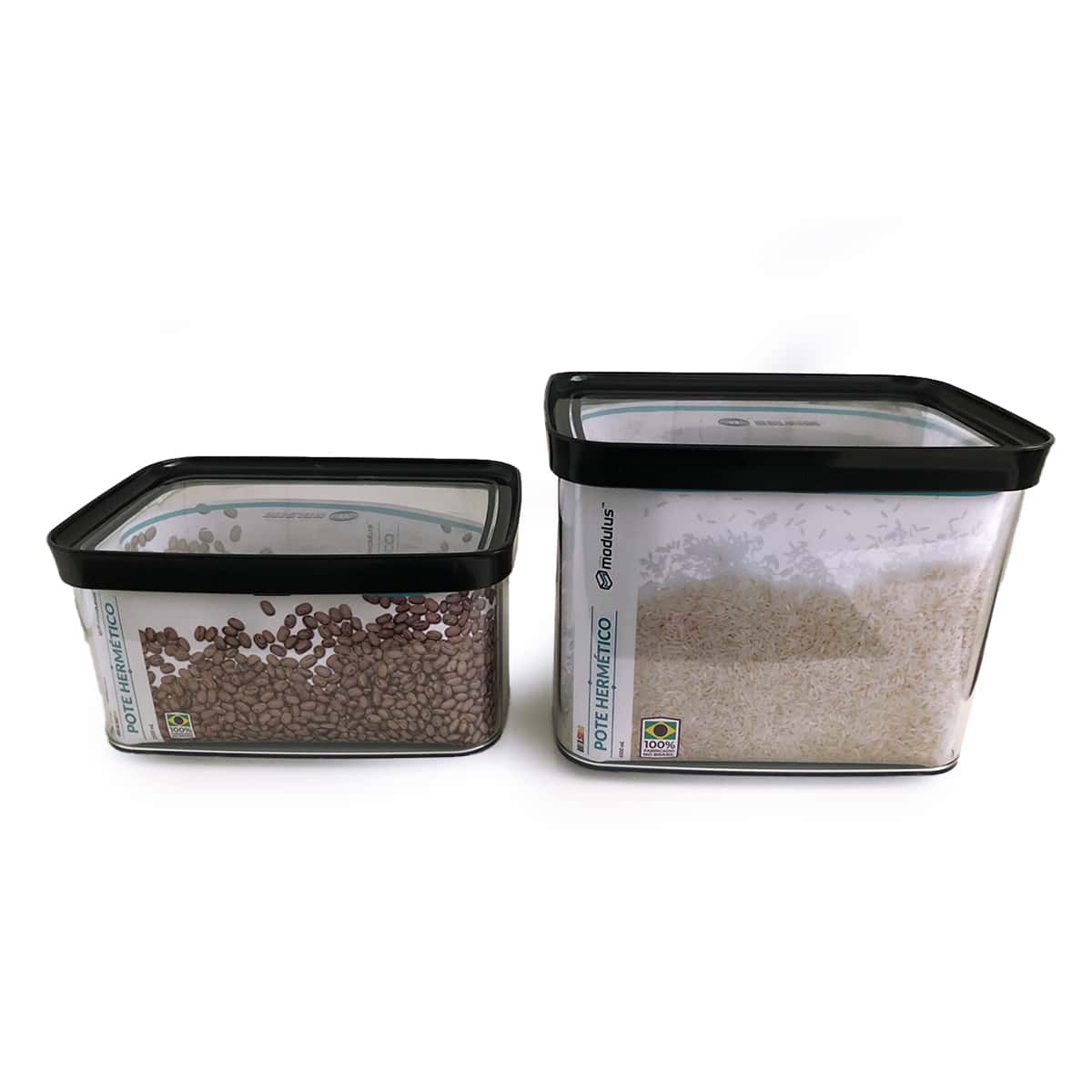 Kit Set Of 2 Hermetic Containers For Food, Rice And Beans - 黑色 - 查看 1