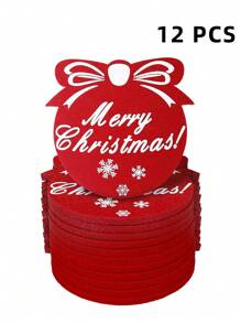 6 件/12 件装饰性钟形毡杯垫套装，圣诞装饰 - 彩色 - 查看 11