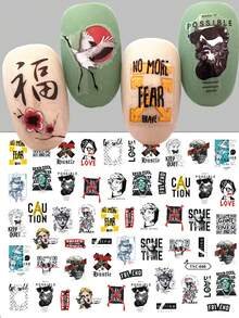 2 件角色指甲贴纸，DIY 工具 - 自粘蝴蝶指甲贴花 - 彩色 - 查看 3