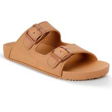 Birken Slide Two Buckles Injected Women's Flat Sandals - Camel - View 3